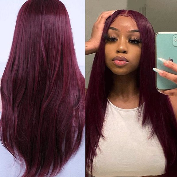 Auspicious-straight Full Lace Wigs Straight Human Hair Wigs For Black Women Burgundy Color Brazilian Hair