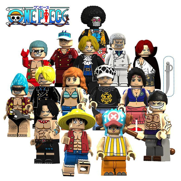 15pcs One Piece Luffy, Jobana Mesabo Robin Shanksbrook Assembled Building Block Minifigure Toy
