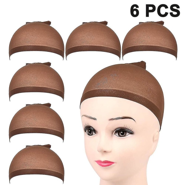 6 Pcs Stocking Wig Caps Light Brown Wig Cap, Weaving Wig Cap Brown