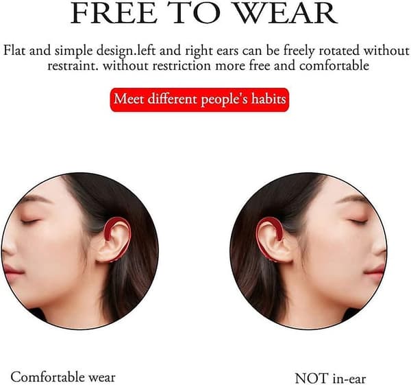 3c Light Ear Hook Wireless Bluetooth Headphone,painless Wearing Single Ear Bluetooth Earpieces With Mic,lightweight Non Bone Conduction Headsets Red