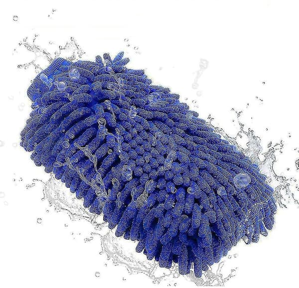 Car Wash Mitt 2 Pack Large Size Microfiber Wash Mitt Winter Light Blue Navy blue