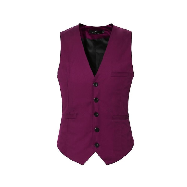 Men's V-neck Suit Vest Cotton Slim Four Seasons Vest Dark Red M