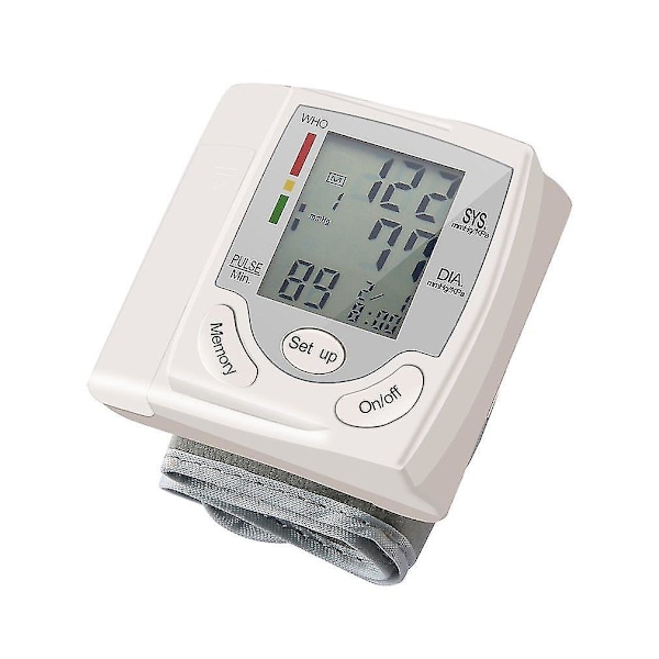 Automatisk Digital LCD Display Håndledsmonitor Puls Måler Hvid Praktisk at Bære Oximeter