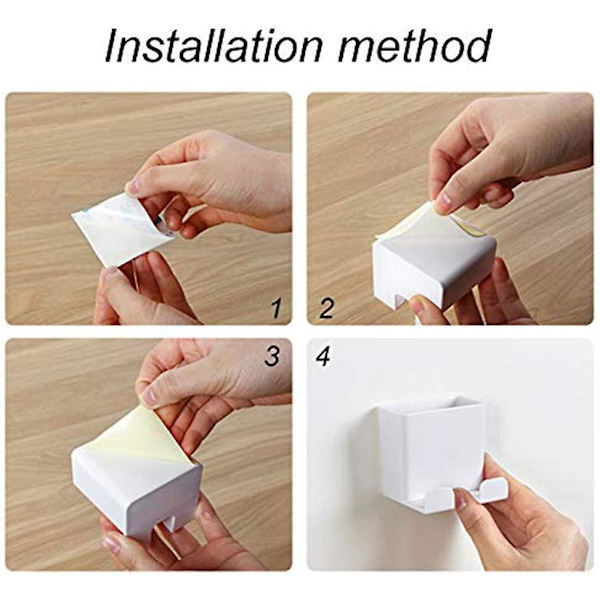 3 Pieces Wall Mounted Cell Phone Holder, Abs With Hook Wall Mounted Organizer Box For Cell Phone Charging Rack, Remote Control Storage Box