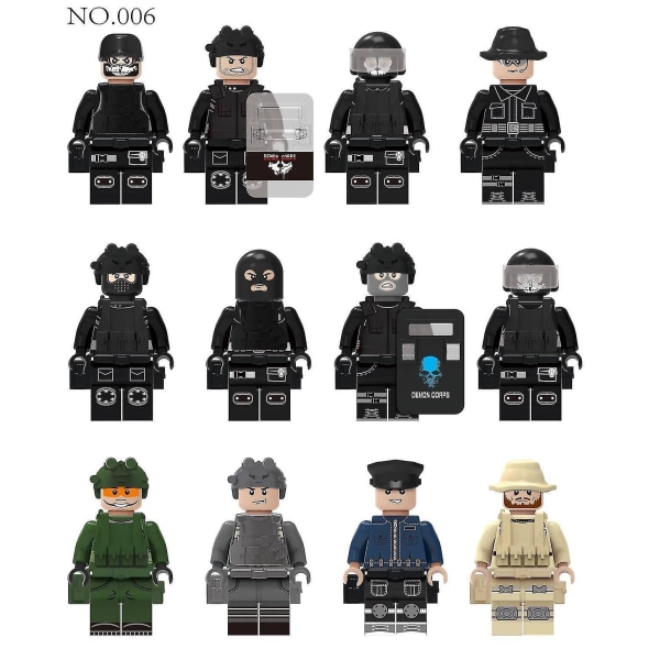 12pcs Special Police Minifigure Building Block Doll Small Particle Assembled Doll Toy