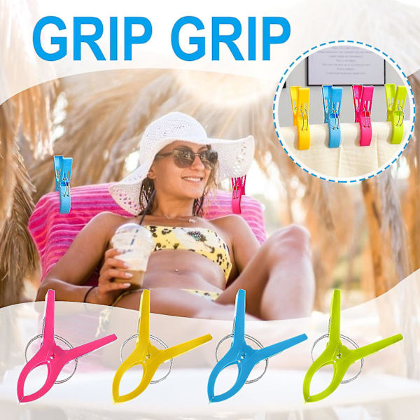 Pack Of 4-8-16 Large Bright Colour Plastic Beach Towel Pegs Clips To Sunbed 8pcs