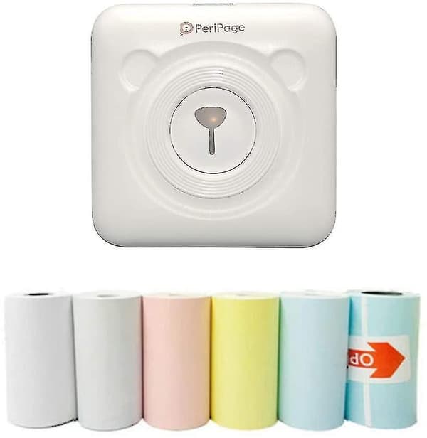 Mini Printer, Trådløs Termisk Etiketprinter, Sticky Note Kvittering, Egnet Til Android Ios Smart Phone Windows, Med 6+1 Ruller Udskriftspapir white