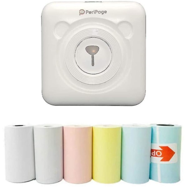 Mini Printer, Wireless Thermal Label Printer, Sticky Note Receipt, Suitable For Android Ios Smart Phone Windows, With 6+1 Printing Paper Roll white