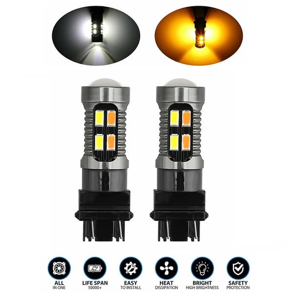 4x Car Led Light Bulb Canbus T25 3157 P27-7w Lamp White Amber A