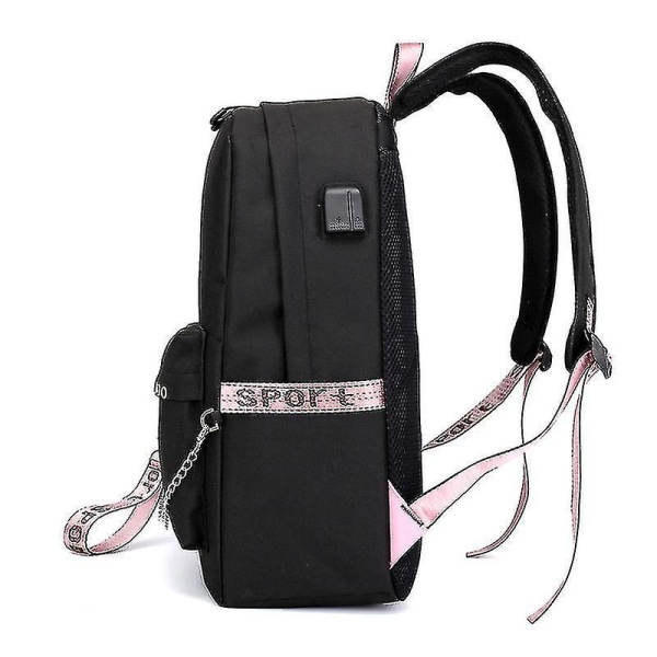 New Luminous Ub Rechargeable Backpack Tiktok Backpack Tiktok Ribbon Student Schoolbag Black 2