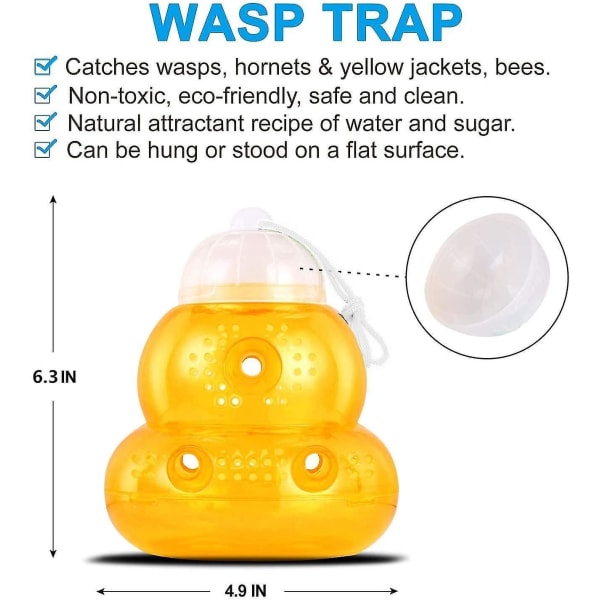 2 Pack Wasp Traps Hornet, Yellow Jacket Wasp Repellent, Bee Trap Wasps, Outdoor Wasp Traps, Effective And Reusable, Safe And Natural, No Bottom Seam