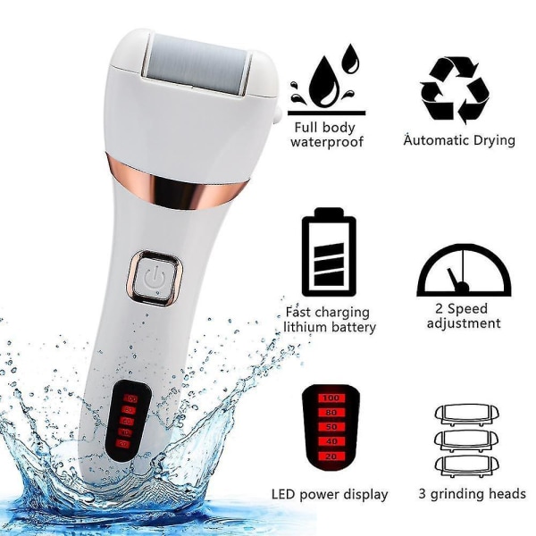 Electric Foot Callus Remover Set, Rechargeable Exfoliator, Portable Waterproof Electric Pedicure With Grinding Head