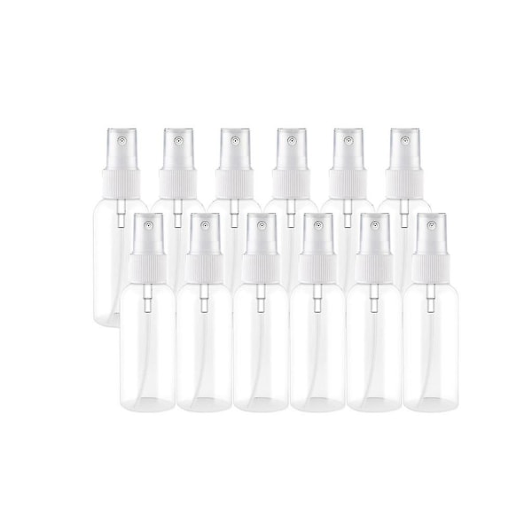 12pcs Spray Bottles, Clear Empty Fine Mist Plastic Mini Travel Bottle Set, Small Refillable Liquid Containers 50ml