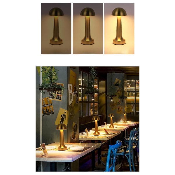 Venalisa Metal Usb Rechargeable Touch Desk Lamp Retro Bar Ktv Hotel Cafe Dining Table Creative Bedside Night Light - Mushroom silver