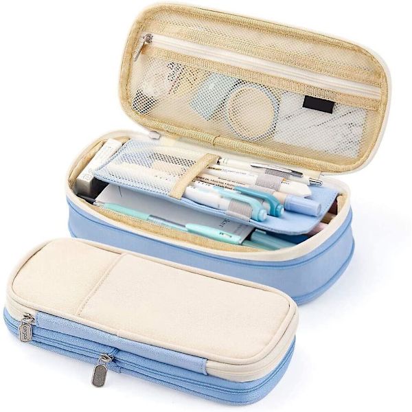 Gemdeck Big Capacity Pencil Pen Case Office College School Blue