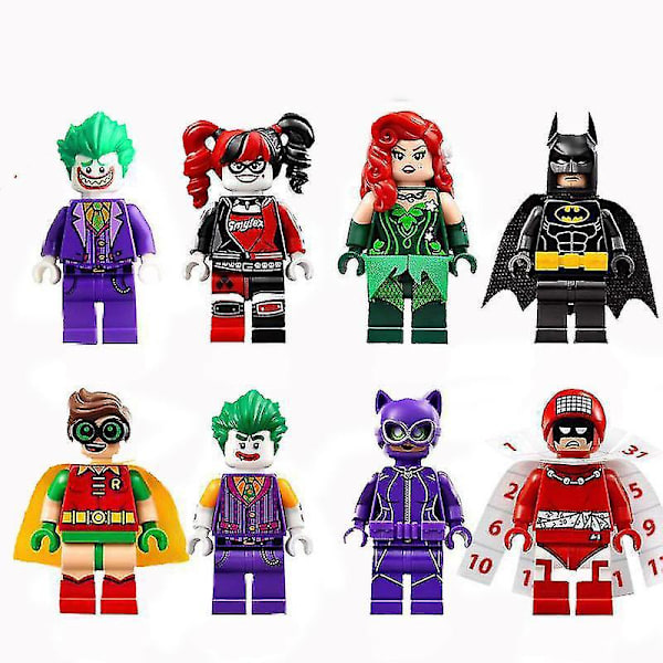 Clown Batman Calendar Man Robin Superhero Minifigures Building Blocks Assembled Educational Toys8pcs