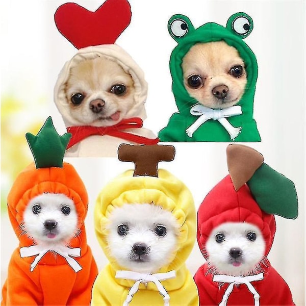 Warm Dog Winter Clothes Cute Fruit Dog Coat Hoodies Fleece Pet Dogs Costume Jacket For French Bulldog Chihuahua 05 Elk L