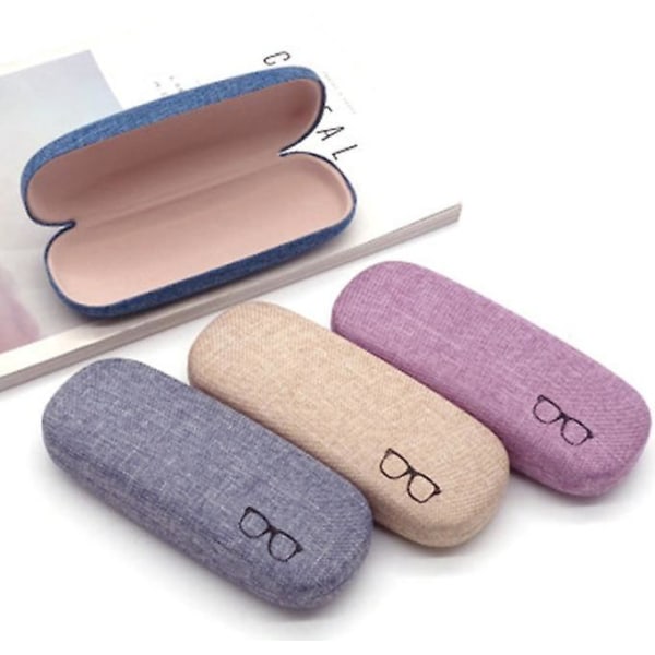 3 Pack Hardshell Glasses Cover Linen Large Glasses Case