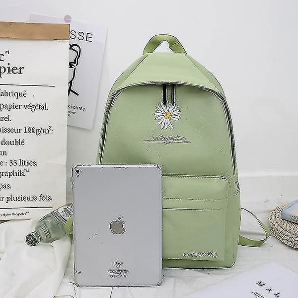 The New Small Daisy Canvas Bag Young Middle School Student Backpack Green