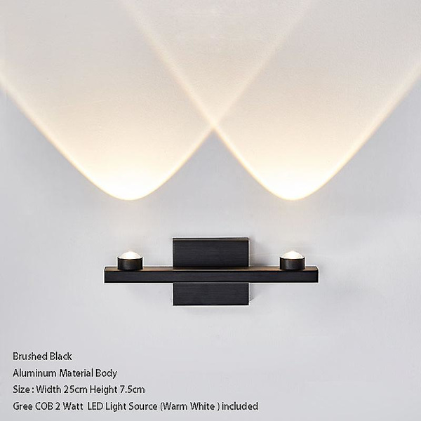 Phube Moderne LED Væglamper Indendørs Korridor Soveværelse Sengelampe Væg Belysning Dekoration Brushed Black W25cm