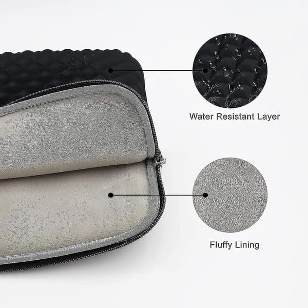 Laptop Sleeve Diamond Foam Watershock Resistant Protective Computer Case Cover Carrying Bag Black 13.3inch