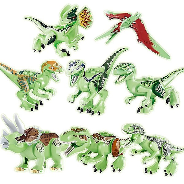 8 stk. Jurassic Dinosaur Legetøj Små Byggeklodser Til Drenge