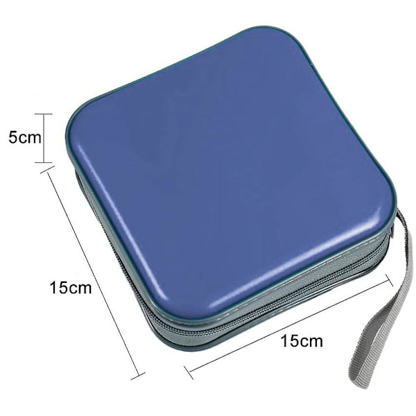 40 Capacity Cd Case, Hard Plastic Dvd Case Portable Zipper Cd Case Blue