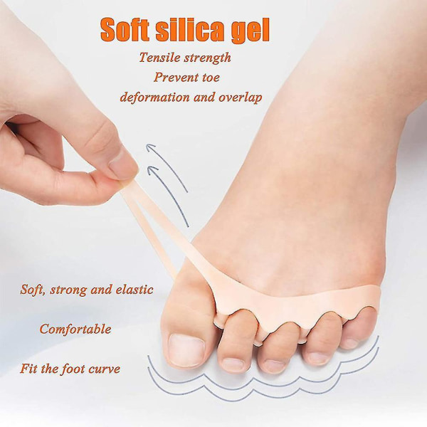 4 Pcs Toe Separators For Overlapping Toes And Restore Beige