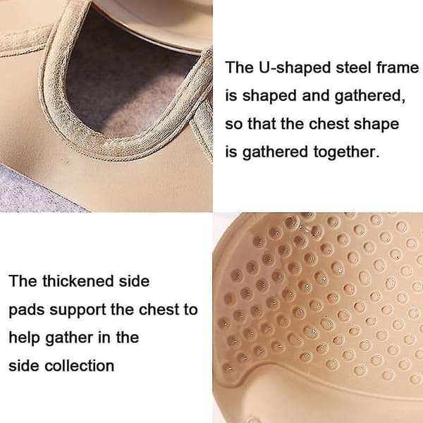 Push Up Strapless Sticky Adhesive Invisible Backless Bras Apricot Style 3