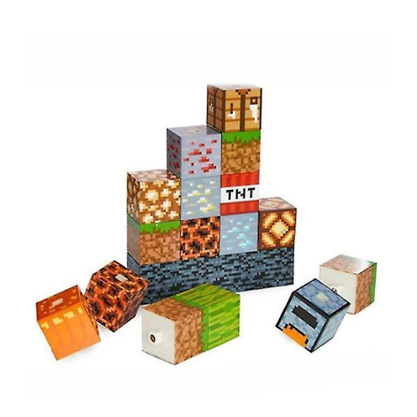 Minecraft Byggekloss Skrivebordslampe DIY Søm Bordlampe Leker USB-lading
