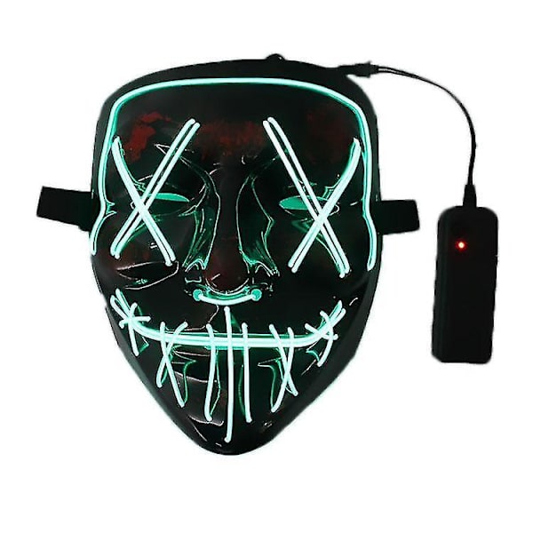 Halloween Clubbing Valo Led Naamio Puku Rave Party Purge 3 Tilaa Fluorescent green