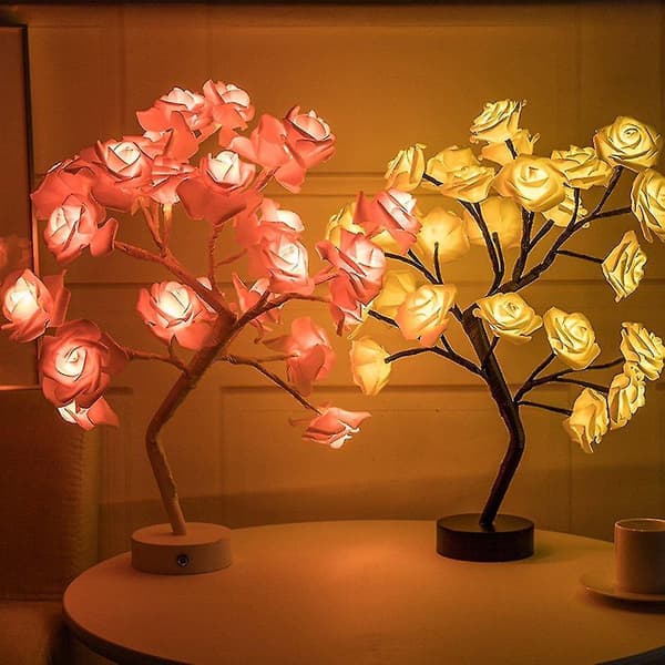 Led Table Lamp With Usb Flower Tree Home Decoration Bedroom Gift Night Table Lam blue