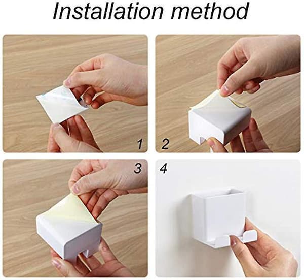 3 Pieces Wall Mounted Cell Phone Holder, Abs With Hook Wall Mounted Organizer Box For Cell Phone Charging Rack, Remote Control Storage Box