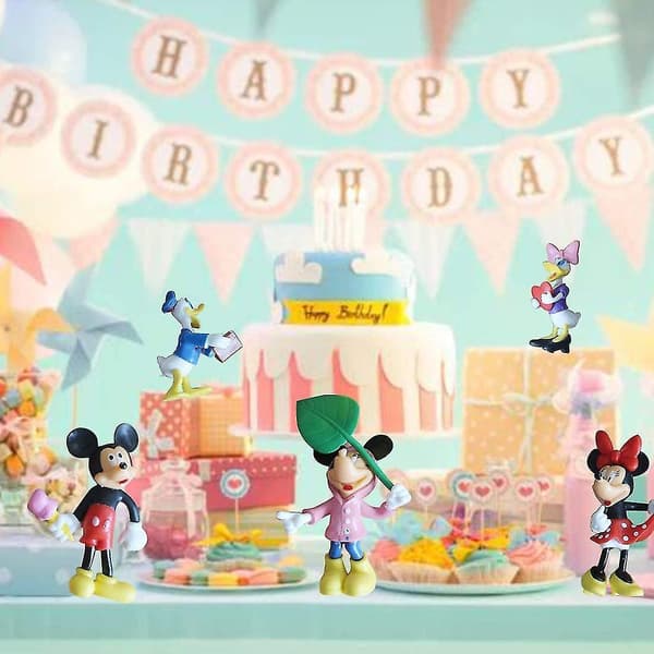 Mickey Mouse Cake Toppers Set -6pcs Disney Action Figures Small Mini S