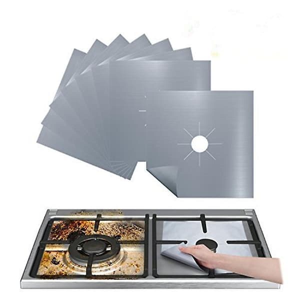4pc Stove Protector Cover Liner Gas Stove Protector Mat Cooker Cover silver