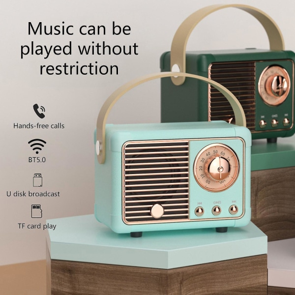Hm11 Portable Music Player Mini Retro Rechargeable Speaker Radio Outdo Green