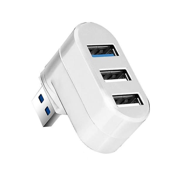 Mini 3 Port USB 3.0 Hub Høyhastighets Dataoverføring Breakout Box Adapter For PC Laptop USB Hub White