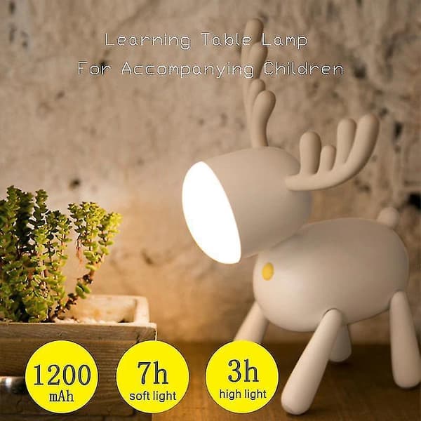 Creative Cartoon Elk Led Desk Lamp 1200mAh(White)