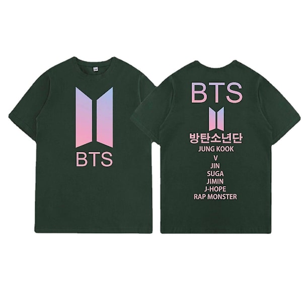 Bts Samme Kortarmet Casual Løs Stjerne Kortarmet T-skjorte Topp Grønn L