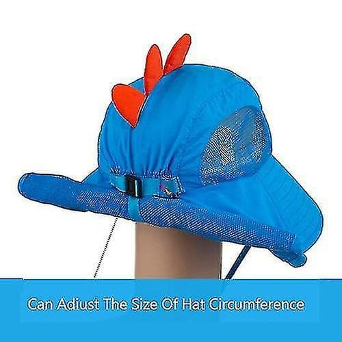 Kids Sun Hat Wide Brim Beach Hats With Adjustable Strap deep blue