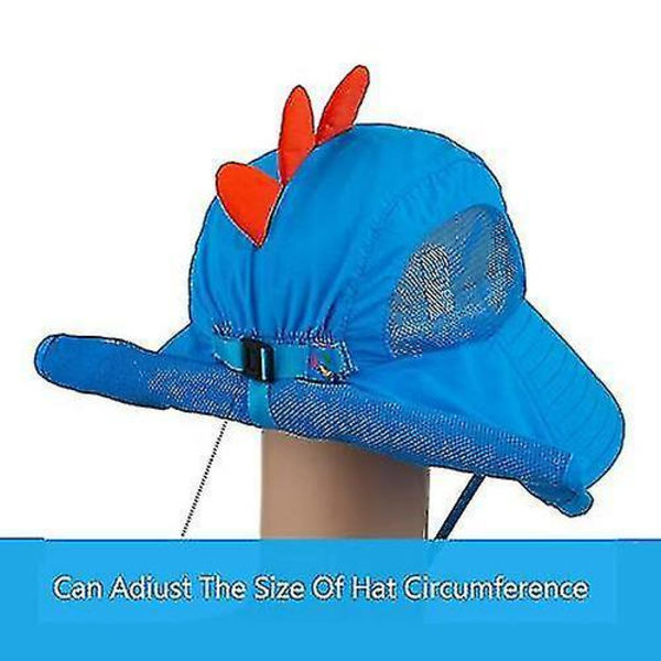Solhatt for barn med bred brem og justerbar stropp deep blue