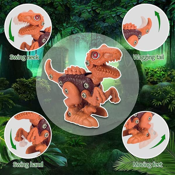 Dinosaurleker for barn DIY 3 pakker demonterbare dinosaurleker sett