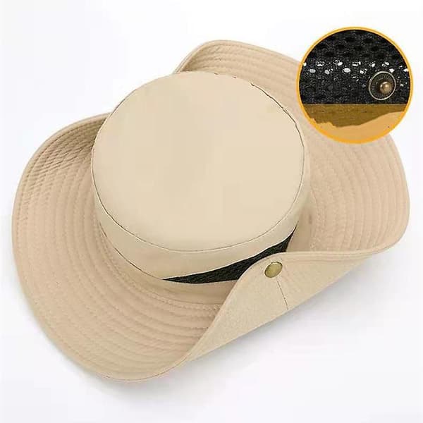 Sommerhat til mænd med bred skygge, UV-beskyttelse, solcreme, sammenfoldelig hat (militærgrøn) beige
