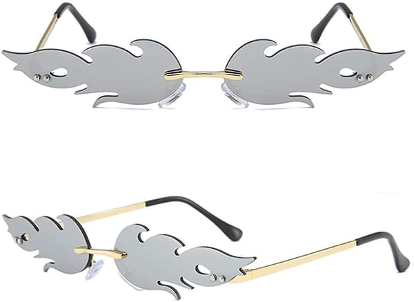 Fire Flame Sunglasses Rimless Wave Glasses Fire Shape Eyewear For Part