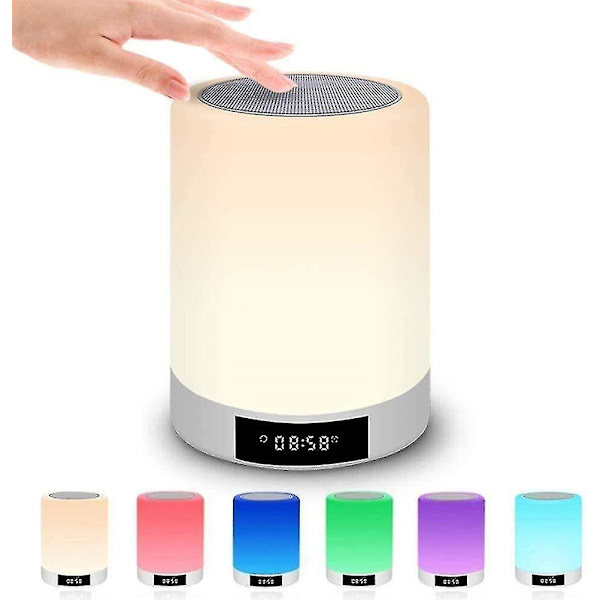 Wireless Bluetooth Speaker With 7-color Led Light, Warm Night Light And Alarm Clock(white)