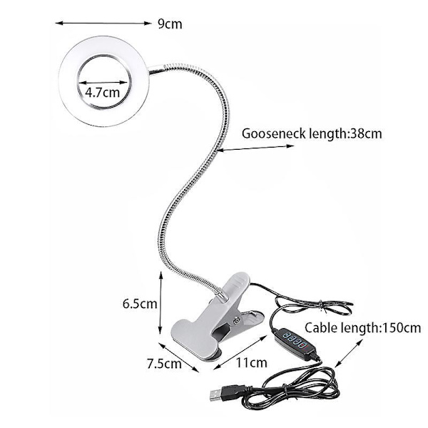 Clip-on Bendable Dimmable Eye Protection Led Light