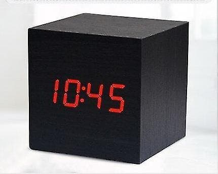 Gingko Cube Led Click Clock Alarm Clock With Sound Activation (time, Date & Temperature) Various Colours A10 Brown green