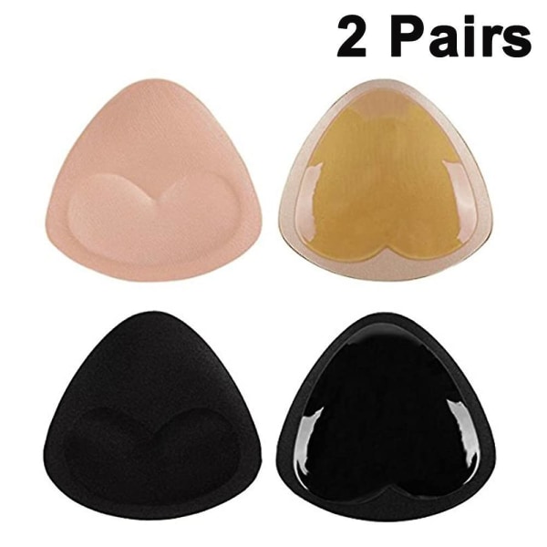 2 Pairs Silicone Bra Inserts Self-adhesive Bra Pads Inserts Removable Sticky Breast Enhancer Pads Breast Lifter For Women Triangle Style