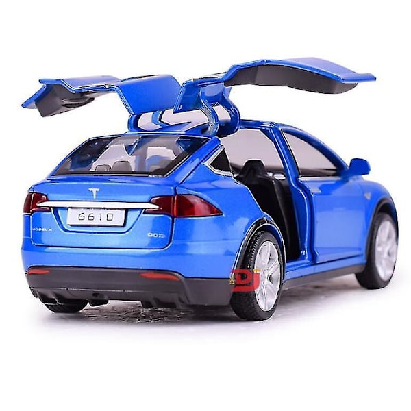 Uusi 1:32 Tesla Model X metalliseos automalli pojan lelu blue