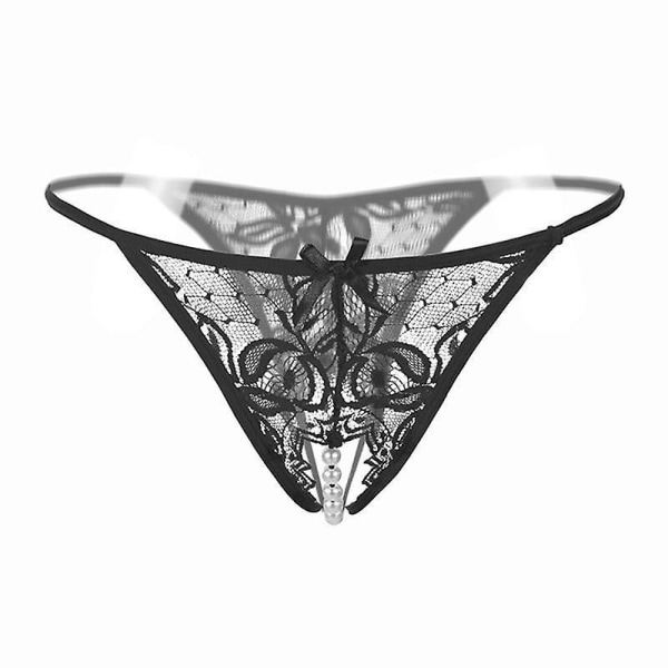 Lace Panties For Sex Open Crotch Briefs With Pearls Women Underwear 2144black